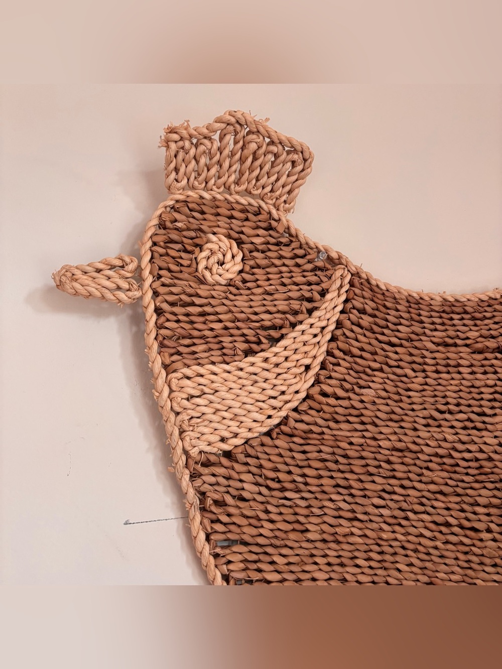 Large Handwoven Chicken/ Bird Wall Hanging - Natural Two-Tone - Picture 3 of 3